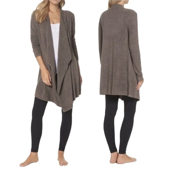 Barefoot Dreams Cardigan CozyChic Lite Island Wrap Light Brown Women’s Size XS/S - Picture 4 of 13